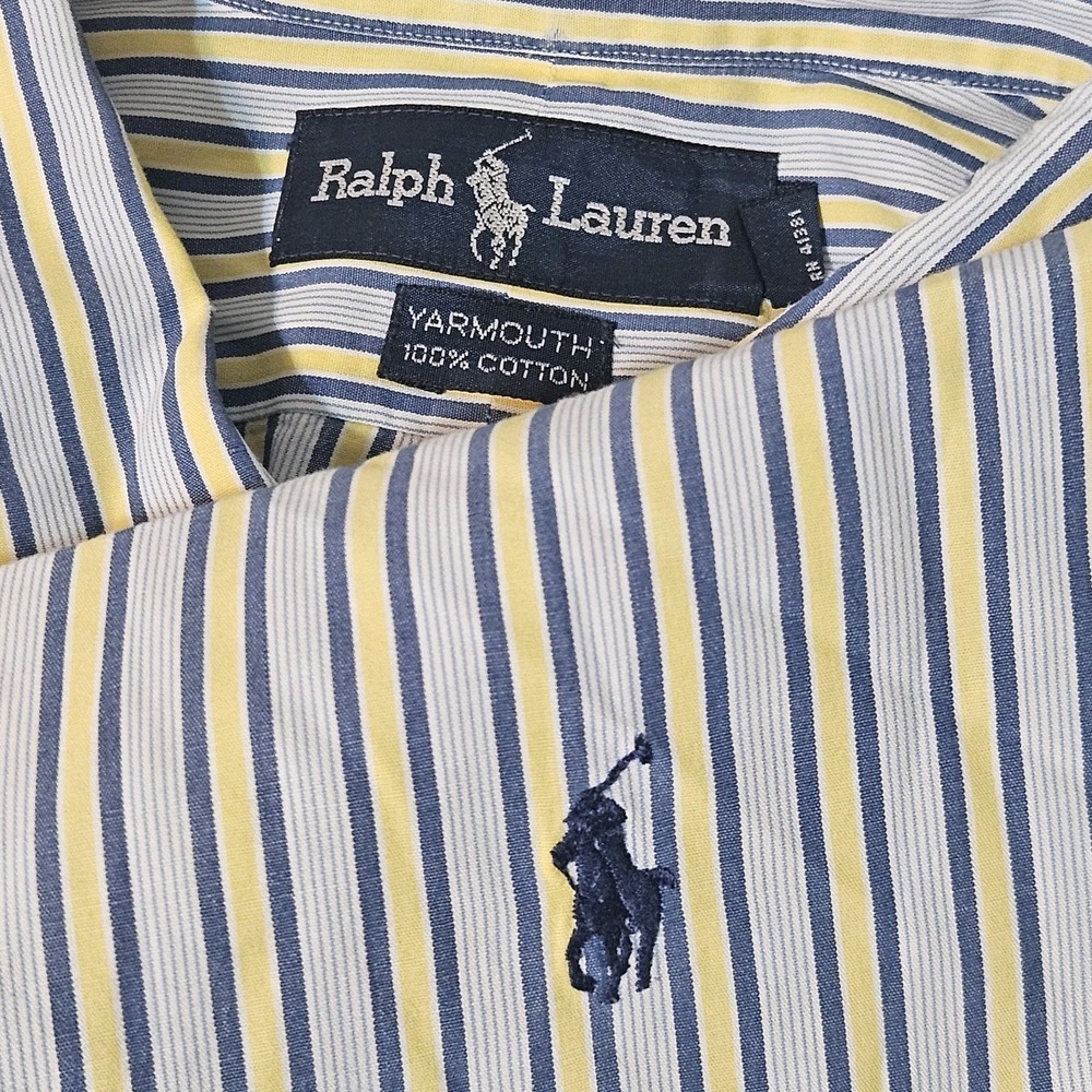 VTG Polo Ralph Lauren 2XL Yarmouth Oxford Mens L/S Shirt STRIPED 17.5 34/3